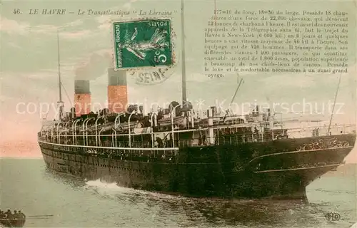 AK / Ansichtskarte  Schiffe_Oceanliner Le transatlantique La Lorraine 