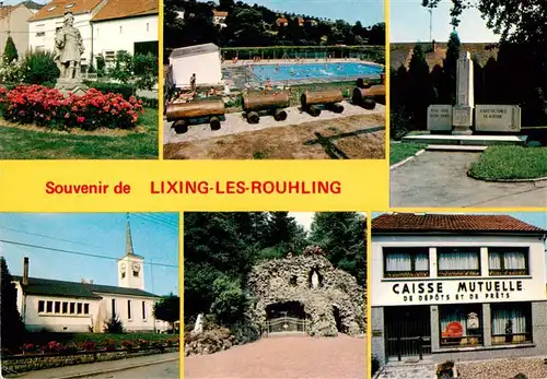 AK / Ansichtskarte  Lixing-les-Rouhling_57_Moselle Monument Schwimmbad Gedenkstaette Kirche Grotte Caisse Mutuelle 