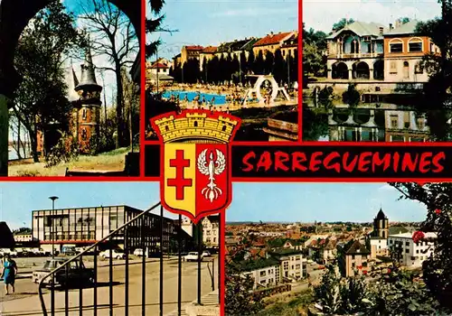 AK / Ansichtskarte  Sarreguemines_57_Moselle Pavillon de Geiger La Piscine Le Casino des Fayenceries Le Nouvel Hotel de Ville Vue generale 