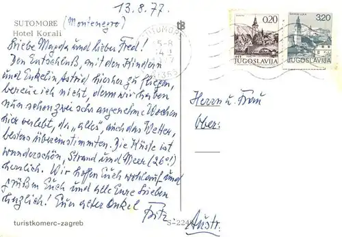AK / Ansichtskarte  Sutomore_Sutomora_Dalmatien_Croatia Hotel Korali 
