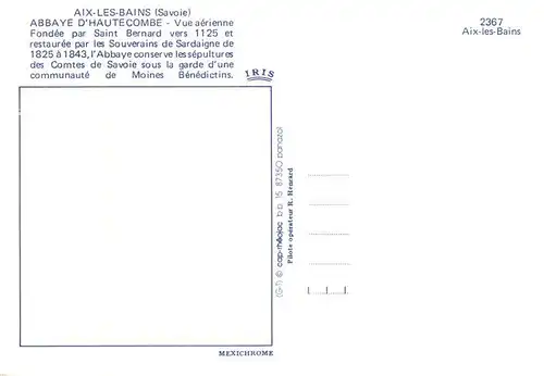 AK / Ansichtskarte  Aix-les-Bains_73_Savoie Abbaye dHautecombe Vue aerienne Fondee par Saint Bernard 