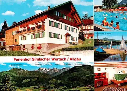 AK / Ansichtskarte 73886328 Wertach_Bayern Ferienhof Simlacher Wertach Panorama Schwimmbad Gruentensee mit Bichl 