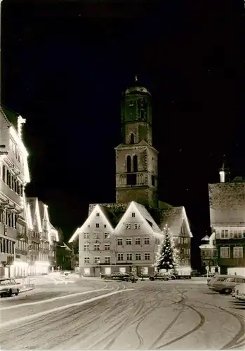 AK / Ansichtskarte  Biberach__Riss Marktplatz Weihnachtskarte Nachtaufnahme 