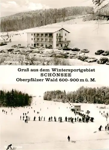AK / Ansichtskarte 73886352 Schoensee_Oberpfalz Hotel Pension Wintersportgebiet Oberpfaelzer Wald 