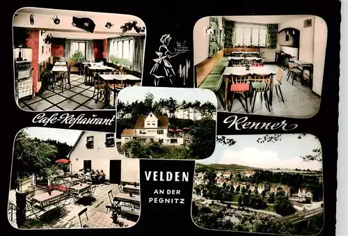 AK / Ansichtskarte  Velden_Mittelfranken_Bayern Café Restaurant Renner Gastraum Terrasse Panorama 