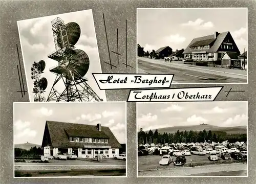 AK / Ansichtskarte  Torfhaus_Altenau_Harz Hotel Berghof Fernsehsender Parkplatz mit Brockenblick 