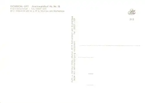 AK / Ansichtskarte  Habach_Murnacu_Oberbayern Eichbichl-Lift Greinwaldhof Gaststaette Panorama Wintersportplatz 