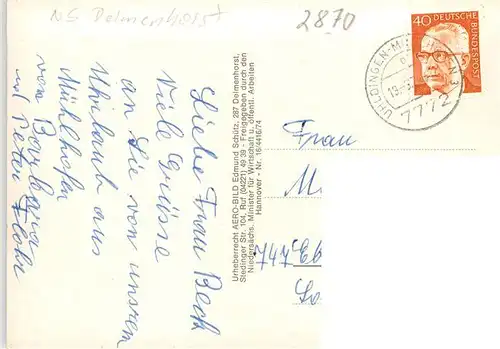 AK / Ansichtskarte  Delmenhorst Fliegeraufnahme Delmenhorst