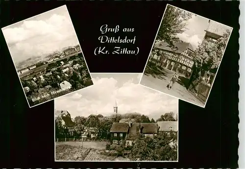 AK / Ansichtskarte 73886420 Dittelsdorf_Hirschfelde_Zittau Panorama Blick nach Hirschfelde Ortszentrum Fachwerkhaus 