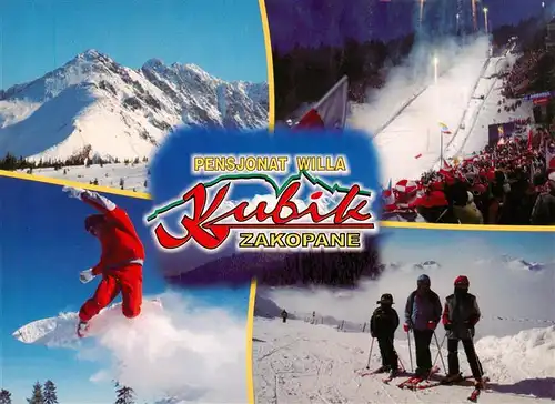 AK / Ansichtskarte  Zakopane_Tatra_PL Pensjonat Willa Kubik Sprungschanze Skipiste 