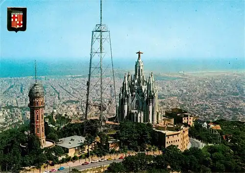 AK / Ansichtskarte  Barcelona_Cataluna Tibidabo Fliegeraufnahme Barcelona Cataluna