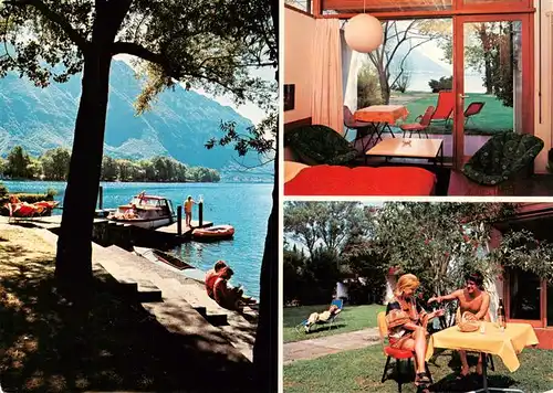 AK / Ansichtskarte  Melano_TI Garni biodola Gaestezimmer Strand Gartenterrasse 