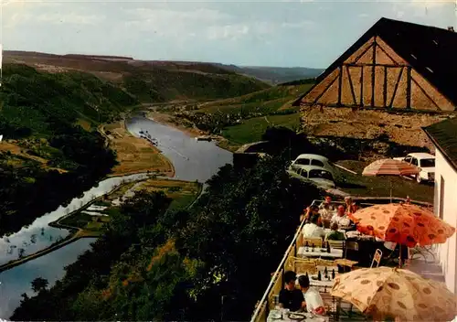 AK / Ansichtskarte 73886580 Starkenburg Weinhaus Schoene Aussicht Terrasse Panorama Starkenburg