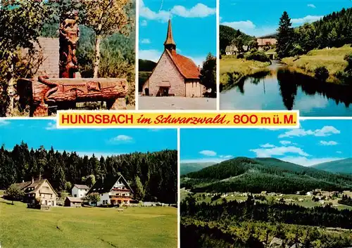 AK / Ansichtskarte 73886592 Hundsbach_Forbach_Schwarzwald Kirche Flusspartie Panorama 