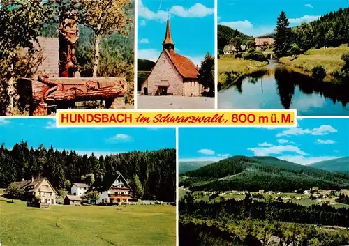 AK / Ansichtskarte  Hundsbach_Forbach_Schwarzwald Kirche Flusspartie Panorama 