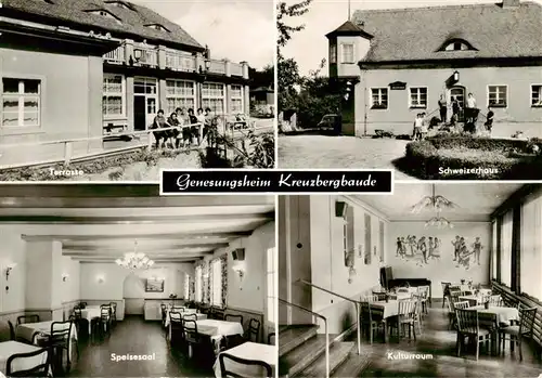 AK / Ansichtskarte  Kreuzbergbaude_670m_Freiwaldau_Jesenik_CZ Terrasse Schweizerhaus Speisesaal Kulturraum 