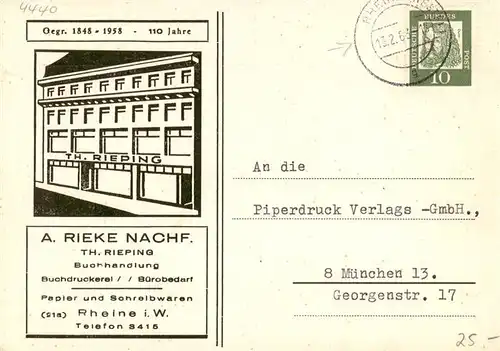 AK / Ansichtskarte 73886616 Rheine A Rieke Nachf Papier und Schreibwaren Geschaeft Rheine