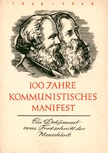 AK / Ansichtskarte  Leipzig 100 Jahre Kommunistisches Mainifest Marx Portrait Leipzig