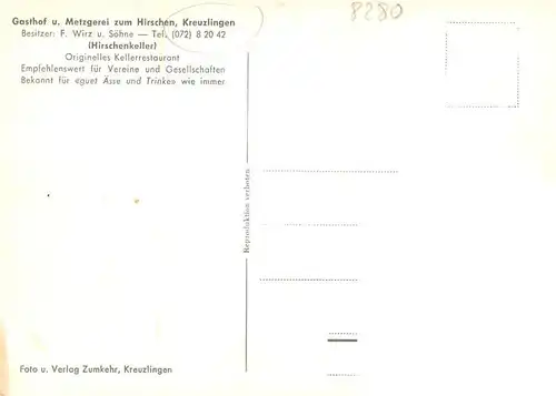 AK / Ansichtskarte  Kreuzlingen_TG Gasthof Metzgerei zum Hirschen Hirschenkeller Kreuzlingen TG