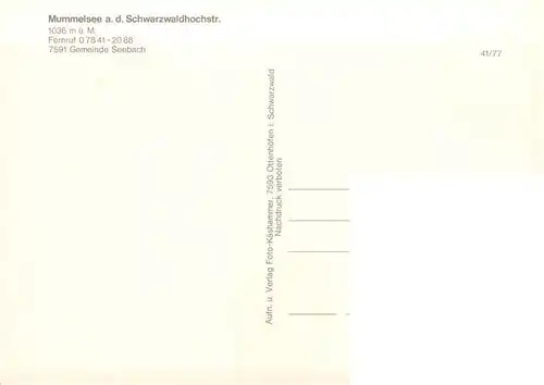 AK / Ansichtskarte 73886667 Seebach_Ottenhoefen_Schwarzwald Mummelsee Seebach_Ottenhoefen