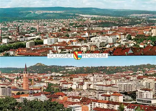 AK / Ansichtskarte  Pforzheim Blick vom Wartberg Stadtkirche Herz Jesu Kirche Truemmerberg Innenstadt Pforzheim