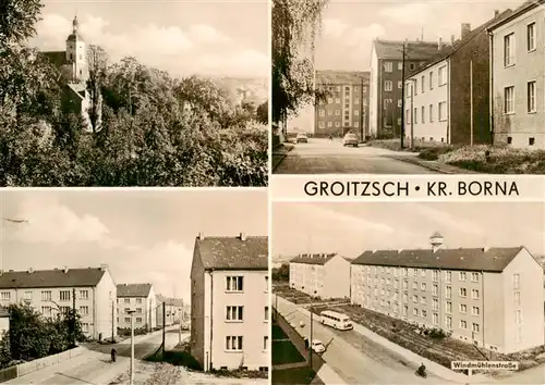 AK / Ansichtskarte  Groitzsch_Borna Teilansichten Kirche Wohnsiedlung Neubauten Groitzsch Borna