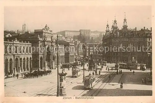 AK / Ansichtskarte  Strassenbahn_Tramway-- Zuerich Bahnhofplatz 