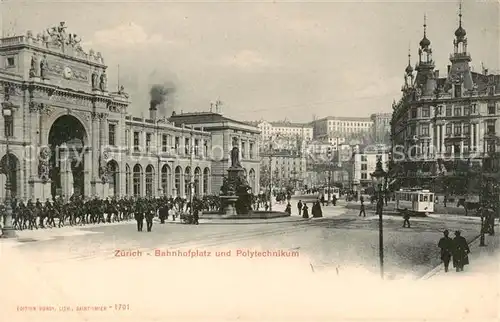 AK / Ansichtskarte  Strassenbahn_Tramway-- Zuerich Bahnhofplatz Polytechnikum 