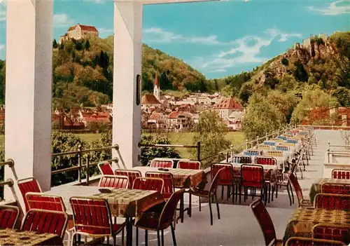 AK / Ansichtskarte 73886864 Riedenburg_Altmuehltal Burg Hotel Terrasse Riedenburg Altmuehltal