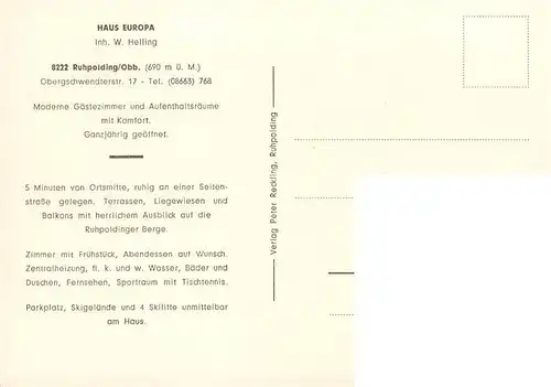 AK / Ansichtskarte  Ruhpolding Haus Europa Ruhpolding