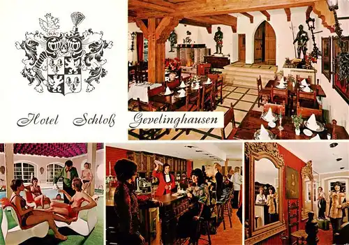 AK / Ansichtskarte 73886892 Gevelinghausen Hotel Schloss Gevelinghausen Speisesaal Hallenbad Bar Gevelinghausen