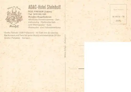 AK / Ansichtskarte  Freden_Leine ADAC Hotel Steinhoff Gastraeume Kegelbahn Freden_Leine