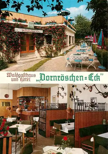 AK / Ansichtskarte 73886952 Friedrichswald_Rinteln Waldgasthaus Hotel Dornroeschen Eck Terrasse Gastraum Friedrichswald Rinteln