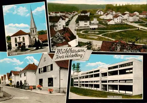 AK / Ansichtskarte 73886979 Muehlhausen_Heidelberg_Kraichgau Kirche Neues Viertel Uhlandstrasse Neue Schule 