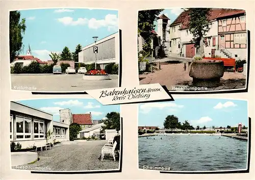 AK / Ansichtskarte  Babenhausen_Dieburg_Hessen Kulturhalle Hexenturmpartie Breschturmpartie Schwimmbad 