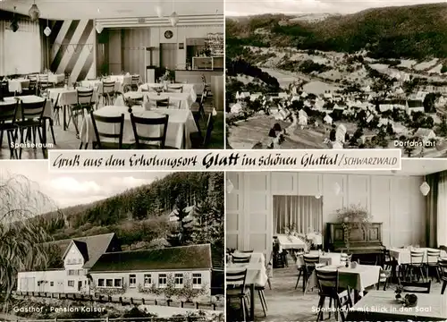 AK / Ansichtskarte  Glatt_Glattal_Dettingen_Sulz_Neckar Gasthof Pension Kaiser Speiseraum Dorfansicht Speiseraum Saal 