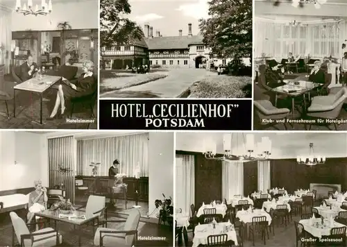 AK / Ansichtskarte  Potsdam Hotel Cecilienhof Hotelzimmer Klub und TV Raum Grosser Speisesaal Potsdam