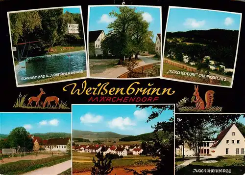 AK / Ansichtskarte  Weissenbrunn_Nuernberg Schwimmbad und Jugendherberge Maerchendorf Campingplatz Teilansichten Weissenbrunn Nuernberg