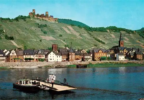 AK / Ansichtskarte  Alken_Mosel mit Burg Tharandt und Moselfaehre 