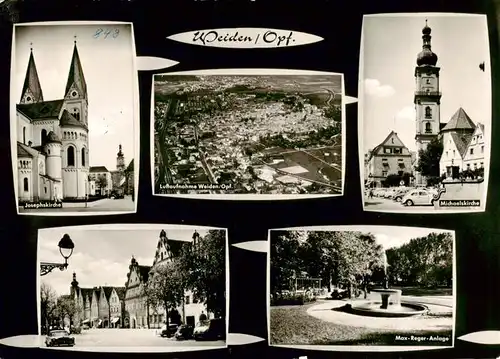 AK / Ansichtskarte  Weiden__Oberpfalz Josephskirche Fliegeraufnahme Michaelskirche Marktplatz Max Reger Anlage 