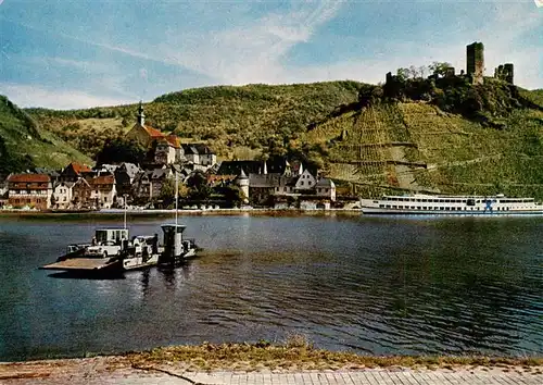 AK / Ansichtskarte 73887198 Beilstein_Mosel Karmelitenkloster mit Burgruine Metternich und Moselfaehre Beilstein_Mosel