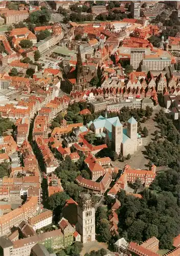 AK / Ansichtskarte  Muenster__Westfalen Innenstadt mit Liebfrauenkirche Dom und St Lamberti Fliegeraufnahme 