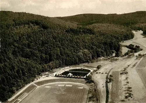 AK / Ansichtskarte 73887266 Michelstadt Stadion mit Blick zum Bundeslagerplatz des CVJM Fliegeraufnahme Michelstadt