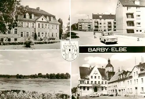 AK / Ansichtskarte 73887322 Barby_Elbe Spezialschule fuer Rinderzucht Bahnhofstr An der Elbe Rathaus am Markt Barby_Elbe