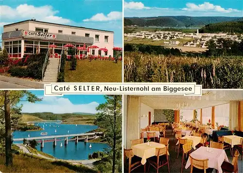 AK / Ansichtskarte 73887373 Neu-Listernohl_Olsberg Cafe Selter Panorama Biggesee Talsperre Gastraum 