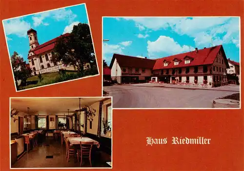 AK / Ansichtskarte  Lautrach Haus Riedmiller Pension Gastraum Kirche Lautrach