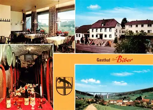 AK / Ansichtskarte 73887401 Speicherz_Rhoen_Motten_Bayern Gasthof zum Biber Gaststube Weinkeller Panorama 