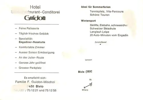 AK / Ansichtskarte  Bivio Hotel Guidon Gastraum Zimmer Panorama Bivio