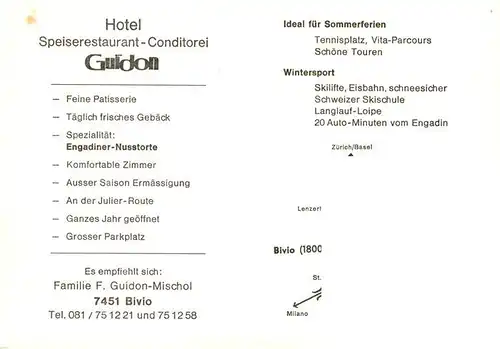 AK / Ansichtskarte  Bivio Hotel Guidon Gastraum Zimmer Panorama Bivio