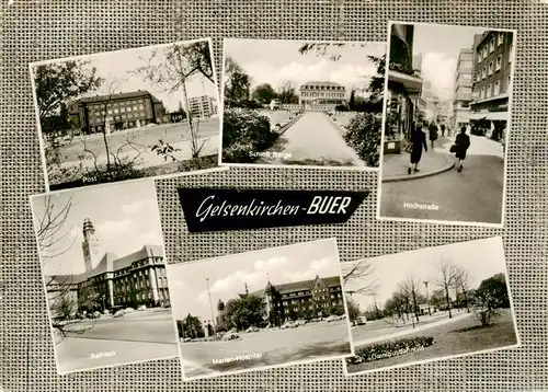 AK / Ansichtskarte  Buer_Gelsenkirchen Post Schloss Hochstrasse Stadtzentrum Rathaus Hospital Omnibus-Bahnhof Buer Gelsenkirchen